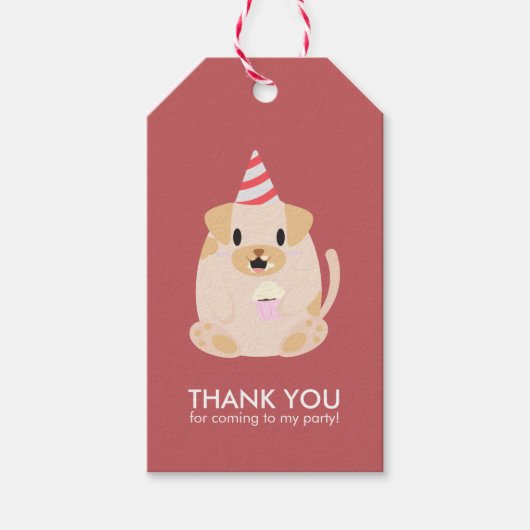 Funny Puppy Dog Kindergeburtstag Party Geschenkanhänger (Vorderseite)