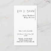 Funny Puppy Dog Walker Sitter Schwarz und Weiß Visitenkarte (Rückseite)