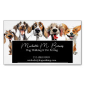 Funny Puppy Dog Walker Sitter Schwarz-weiß Magnetische Visitenkarte (Vorderseite)