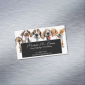 Funny Puppy Dog Walker Sitter Schwarz-weiß Magnetische Visitenkarte (Beispiel)