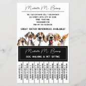 Funny Puppy Dog Walker Sitter Schwarz-weiß Tearoff Flyer (Vorne)