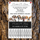 Funny Puppy Dog Walker Sitter Schwarz-weiß Tearoff Flyer