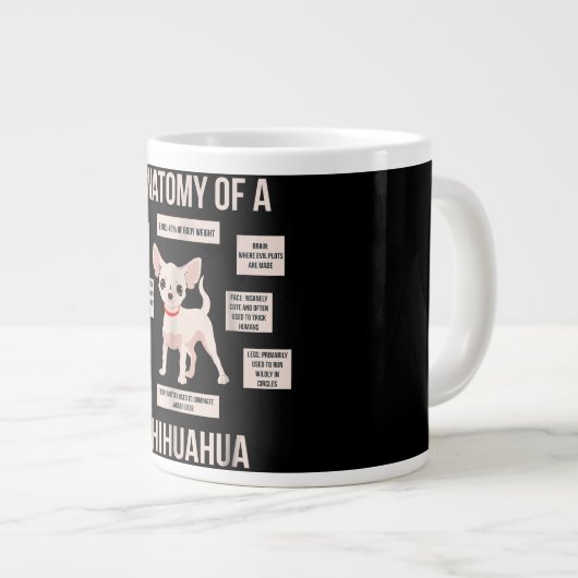 Funny Puppy Geschenkanatomie einer Chihuahua Jumbo-Tasse (Vorderseite Rechts)