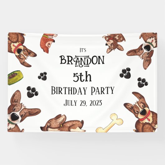 Funny Puppy Kindergeburtstag Banner (Horizontal)