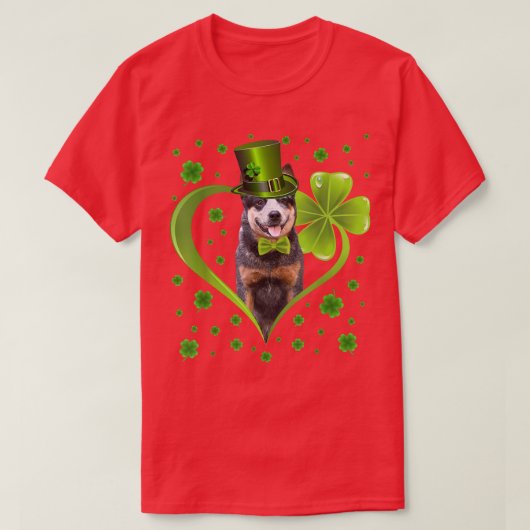 Funny Puppy Kleeblatt Australian Cattle Dog St T-Shirt (Design vorne)