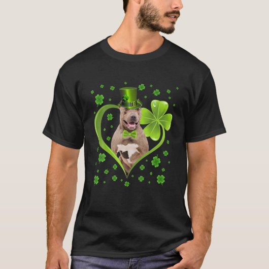 Funny Puppy Kleeblatt Pitbull Dog St. Patrick's Da T-Shirt (Vorderseite)