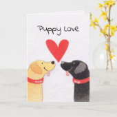 Funny Puppy Love Karte (Gelbe Blume)