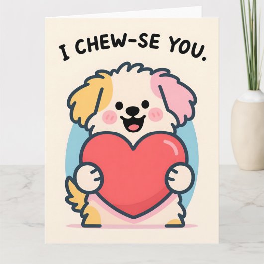 Funny Puppy Love Valentine Greeting Card Karte (Vorderseite)