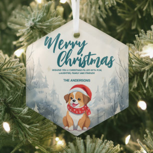 Funny Puppy Merry Xmas Baum Schnee Feiertag Party Ornament Aus Glas