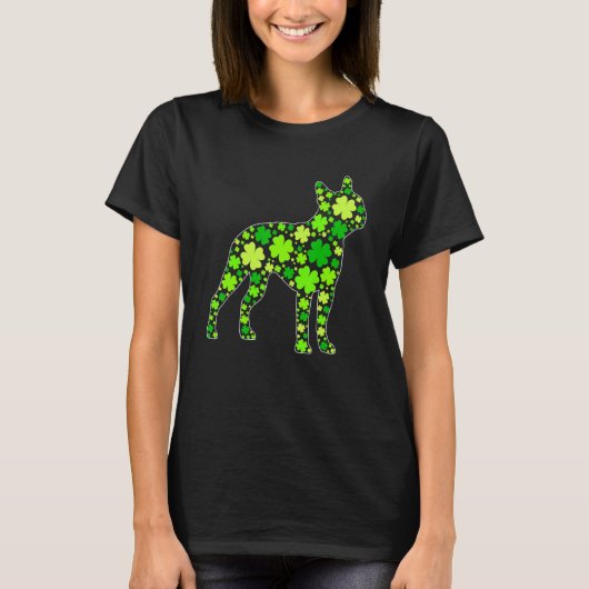 Funny Puppy Shamrock Boston Terrier Dog St Patrick T-Shirt (Vorderseite)