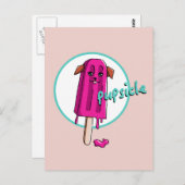 Funny "Pupsicle" Hund Pun Cartoon Illustration Postkarte (Vorne/Hinten)