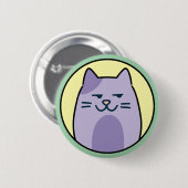 Funny Purple Cat With Side Eye Button (Vorne & Hinten)