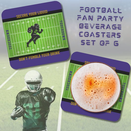Funny Purple Football Game Day Coasters Rechteckiger Pappuntersetzer