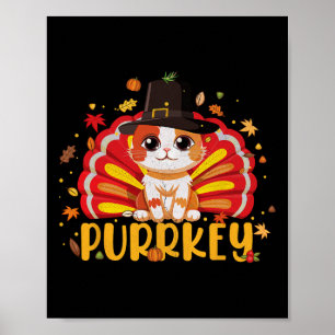 Funny Purrkey Turkey Cat Kitten Erntedank Poster
