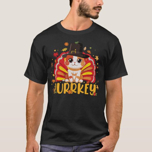 Funny Purrkey Turkey Cat Kitten Funny Thanksgiving T-Shirt (Vorderseite)