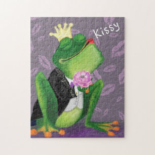 Funny Puzzle Frog Prinz mit Blume - Kissy
