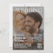 Funny QR Code Magazine Foto Hochzeit Einladung (Vorderseite)