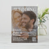 Funny QR Code Magazine Foto Hochzeit Einladung (Stehend Vorderseite)