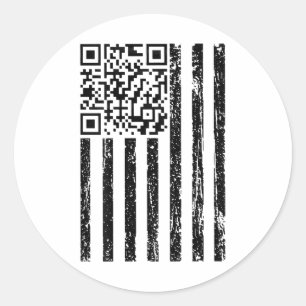 Funny Qr Scan Me President Dance Code Usa Flag _ Runder Aufkleber