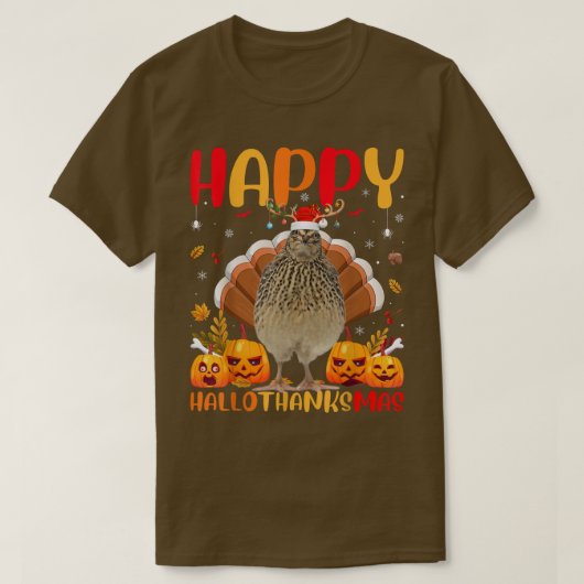 Funny Quail Bird Lover Happy Quail HelloDankeMas T-Shirt (Design vorne)