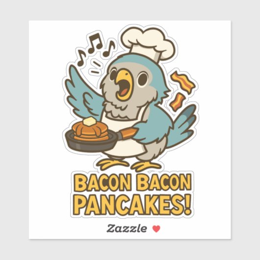 Funny Quaker Parrot Koch Singing Bacon Pancakes Aufkleber (Blatt)