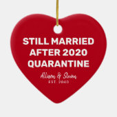 Funny Quarantine 2020 Red Heart Couples Names Keramik Ornament (Hinten)