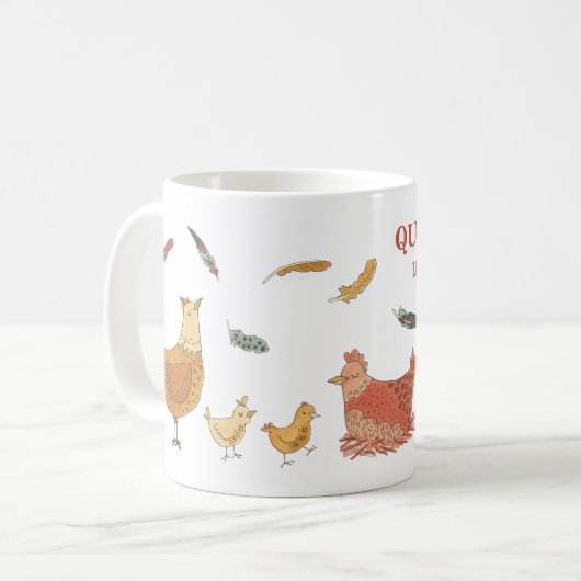 Funny Quarantine Chicken Pun Kaffeetasse (Vorderseite Links)