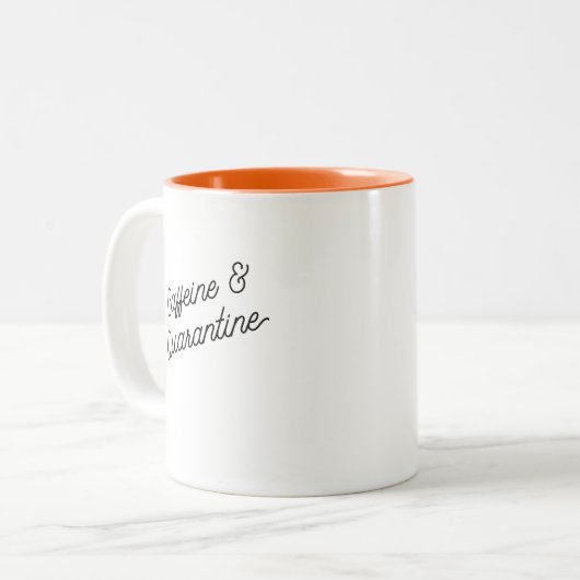 Funny Quarantine ModernTypografy Trendy Zweifarbige Tasse (Vorderseite Links)