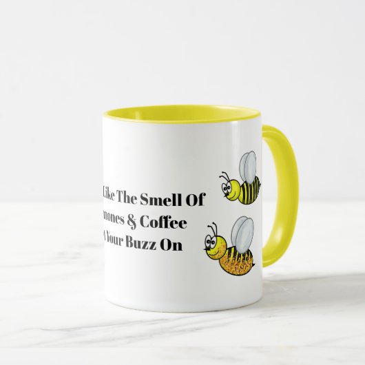 Funny Queen Bee and Drones Coffee Tasse Buzz On! (VorderseiteRechts)