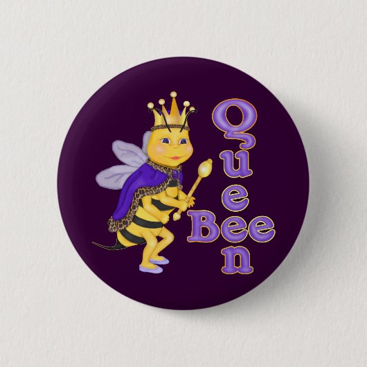 Funny Queen Bee Button (Vorderseite)