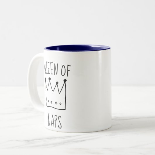 Funny Queen of Nickerchens Crown Coffee Zweifarbige Tasse (Vorderseite Links)