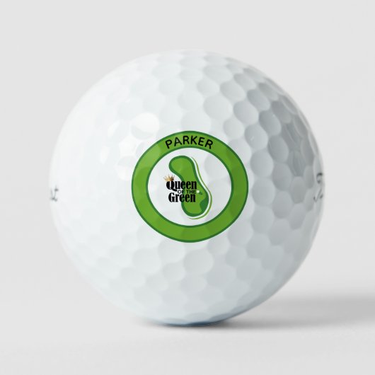 Funny Queen of the Green Mit Monogramm Golfball (Vorderseite)