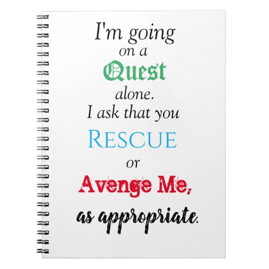 Funny Quest Notebook Notizblock (Vorderseite)