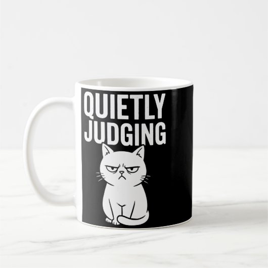 Funny Quietly Judging Sarcastic Crazy Cat Lover Gr Kaffeetasse (Links)