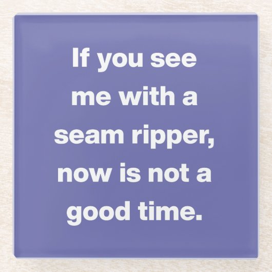 Funny Quilter Problems Zitat Lila Glasuntersetzer (Vorderseite)