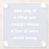 Funny Quilter Problems Zitat Lila Glasuntersetzer (Rückseite)