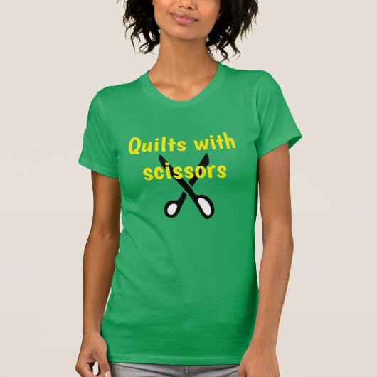 Funny Quilter's T-Shirt, Hübsch grün & gelb T-Shirt (Vorderseite)