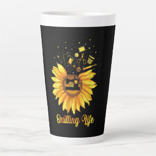 Funny Quilting Life Love Sun Flower Quilters Gift Milchtasse