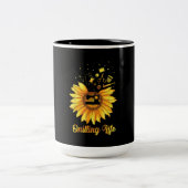 Funny Quilting Life Love Sun Flower Quilters Gift Zweifarbige Tasse (Mittel)