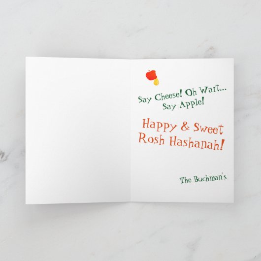 Funny Quirky Apple Head Rosh Hashanah Fun Gruß Karte (Innenseite)