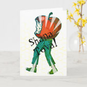 Funny Quirky Apple Head Rosh Hashanah Fun Gruß Karte (Gelbe Blume)