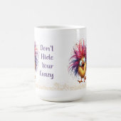 Funny Quirky Chicken Verberge deine verrückte Tass Kaffeetasse (Mittel)