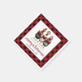 Funny quirky chickens Christmas napkin custom name Serviette (Ecke)