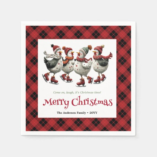 Funny quirky chickens napkins personalized Christm Serviette (Vorderseite)