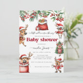 Funny Quirky Christmas Rentier Babydusche Einladung (Stehend Vorderseite)
