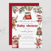 Funny Quirky Christmas Rentier Babydusche Einladung (Vorne/Hinten)