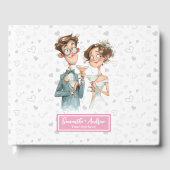 Funny Quirky Couple Watercolor Wedding Guest Book Gästebuch (Vorderseite)