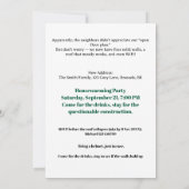 Funny Quirky Housewarming Party Einladung Moving (Rückseite)