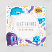 Funny Quirky Muster Grafik Designer Illustrator Quadratische Visitenkarte (Vorderseite)