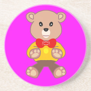 Funny Quirky Niedlich Bowtie Bear auf Sandstone Un Getränkeuntersetzer